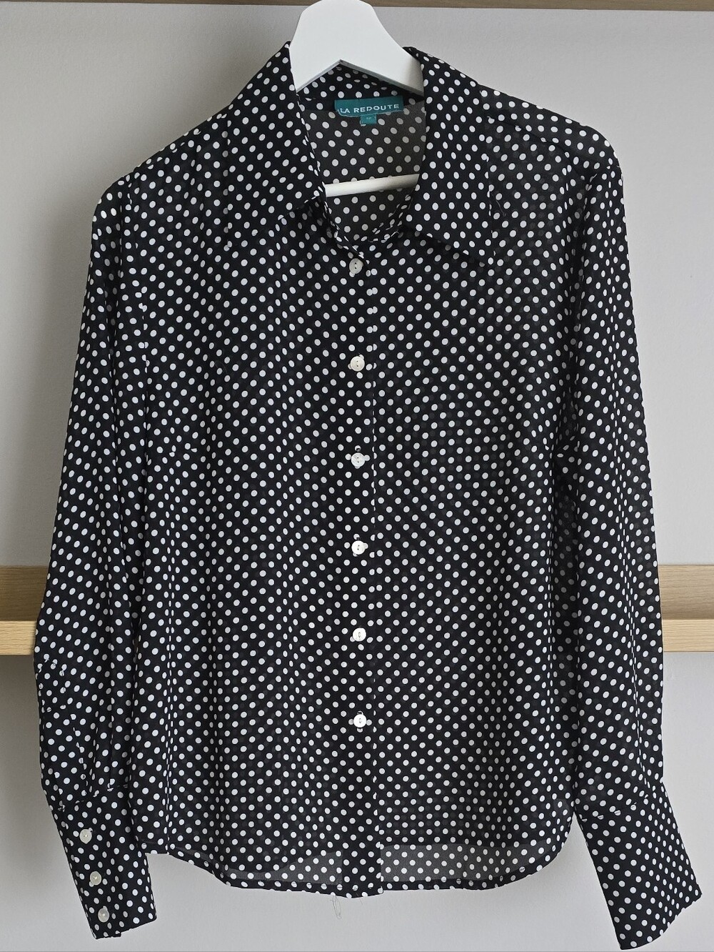 La Redoute Black and White Polka Dot Button-Down Blouse